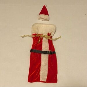 Fabric Santa Suit and Hat Bottle Cover or Gift Bag